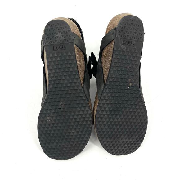 Teva Black Suede Women's Mahonia 3-Point Thong Wedge Cork Buckle Sandal 8 - Picture 5 of 7